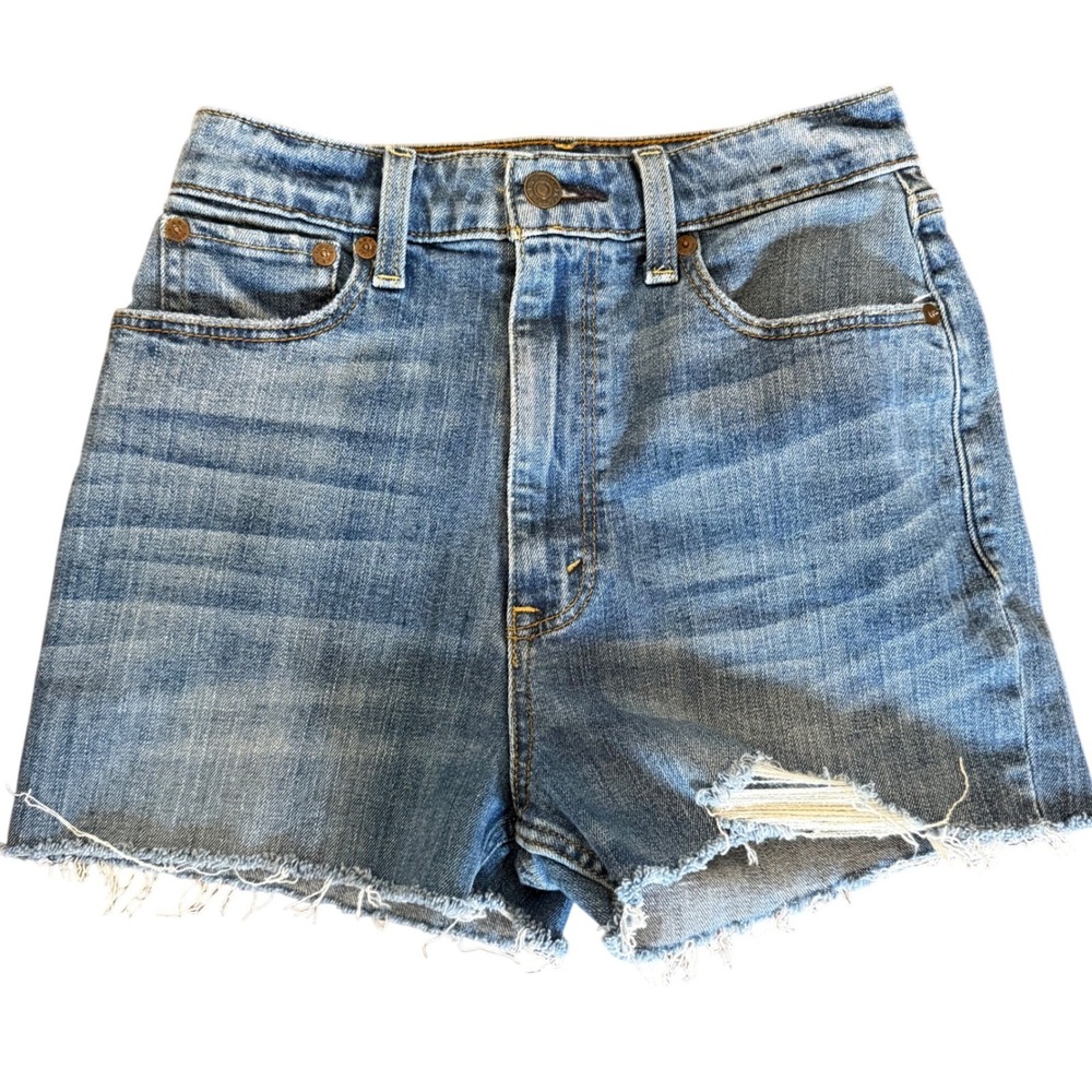 Abercrombie & Fitch Zoe Natural Rise Cut-Off Denim Shorts Frayed Size 27/ 4